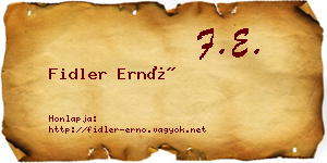 Fidler Ernő névjegykártya